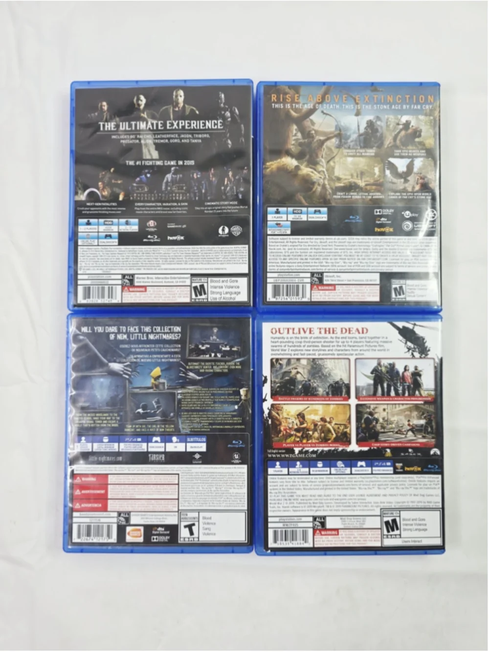Lot Of 4 PS4 Games Farcry Primal, Mortal Combat XL, World War Z